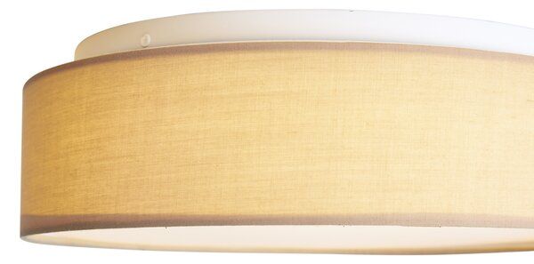 Inteligentna lampa sufitowa beżowa 35 cm z LED i pilotem - Flat Drum