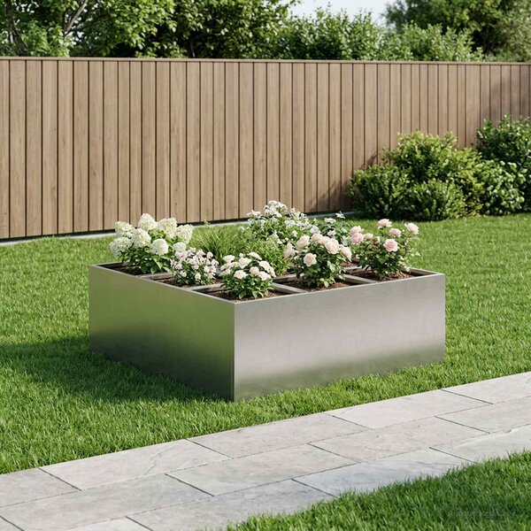 Doniczka ogrodowa srebrny 100 x 100 x 20 cm Stal nierdzewna