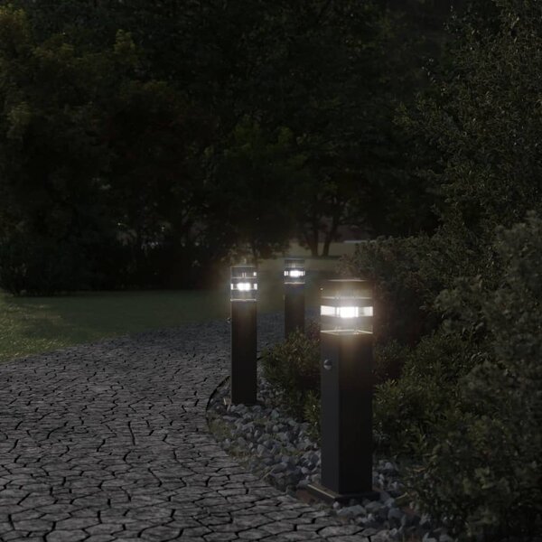 Zewnętrzna lampa stojąca z czujnikiem, czarna, 50 cm, aluminium