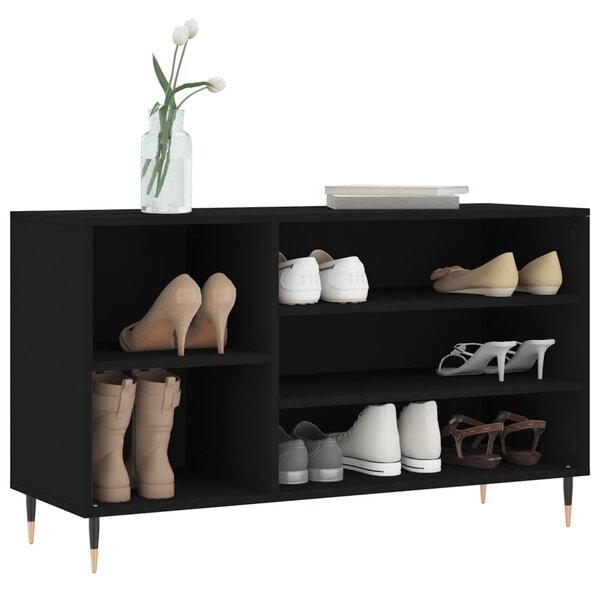 Szafka na buty, czarna, 102x36x60 cm, materiał drewnopochodny