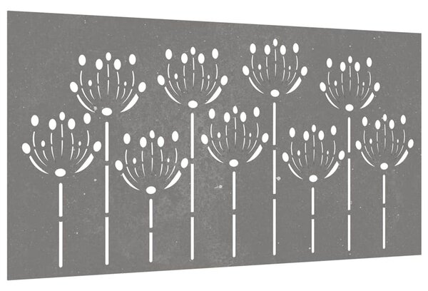 Ogrodowa dekoracja ścienna, 105x55 cm, stal kortenowska, kwiaty