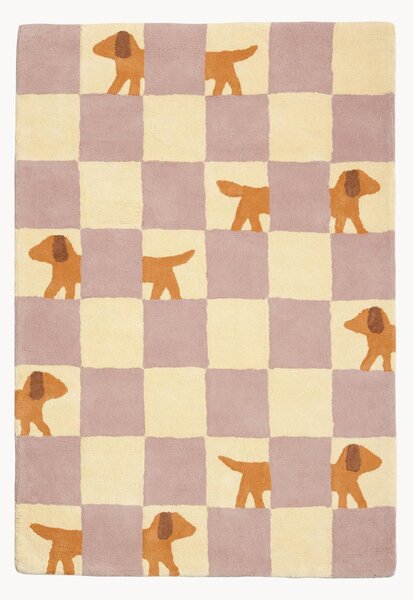 Ręcznie tuftowany dywan dziecięcy Walter Lilac Checkered, różne rozmiary