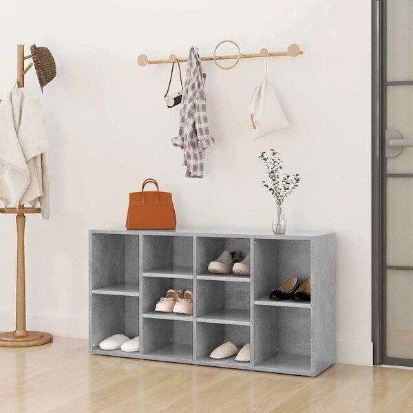 Ławka z miejscem na buty, szara, 103x30x55 cm