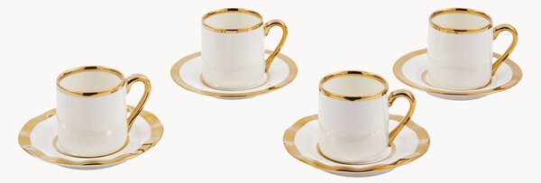 Komplet filiżanek ze spodkiem z porcelany Golden, 8 elem