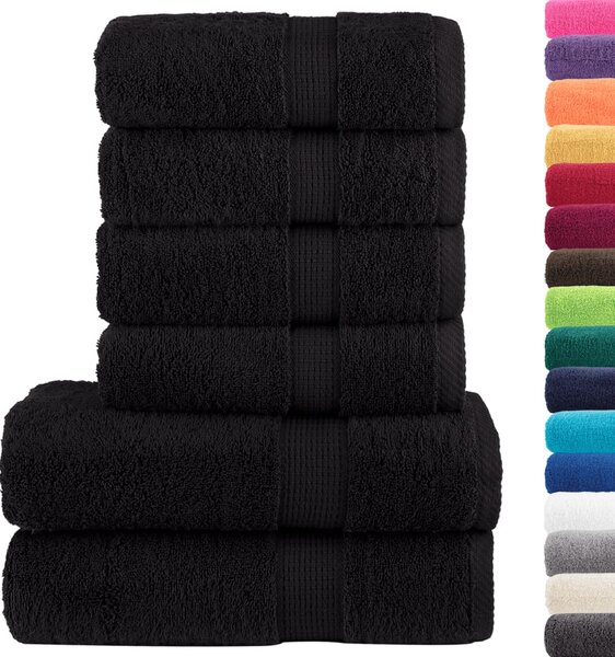 6-częściowy zestaw ręczników premium SOLUND, czarny, 600 g/cm²