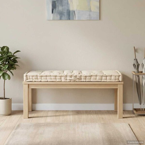 Poduszka na podłogę lub palety, bawełna, 120x40x7 cm, beżowa