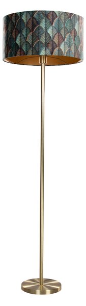Lampa podłogowa z mosiądzu z aksamitnym abażurem w kształcie liści i złotym wnętrzem 50/50/25 - Simplo
