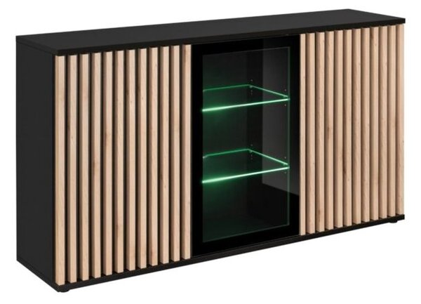 Komoda CAMERON 160 LED hickory jackson/czarna