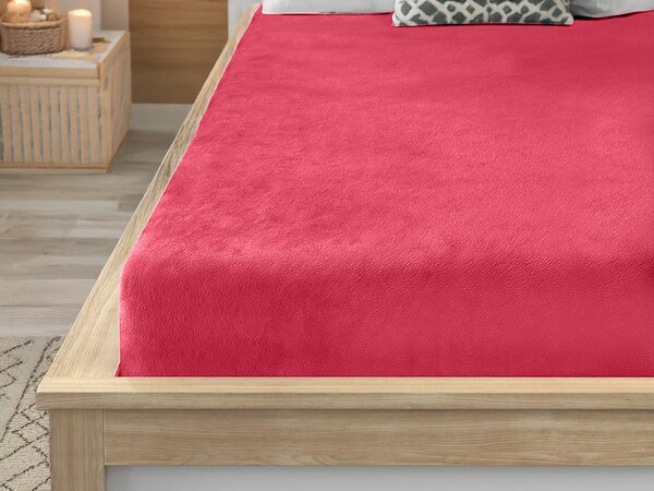 Prześcieradło z mikropluszu SOFT 90x200 cm czerwone