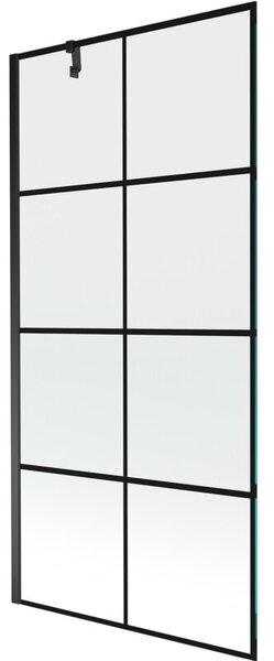 Mexen Next parawan nawannowy 1-skrzydłowy 90 x 150 cm, czarna kratka, czarny - 895-090-000-00-77-70