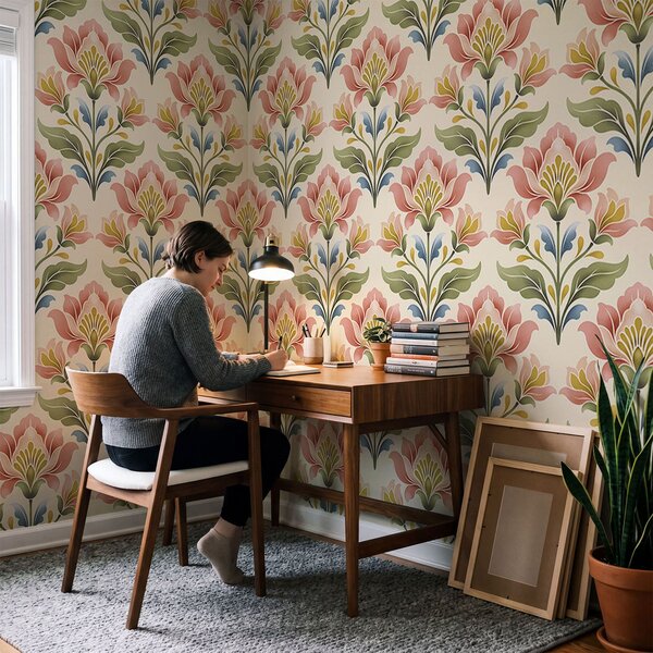 Fototapeta Wzór kwiatowy na białym tle, Fototapety Kwiaty, Popularne Fototapety, t01094 - Tapeko.pl