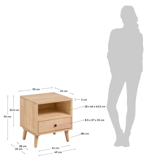 Szafka nocna z drewna kauczukowego Kave Home Wari