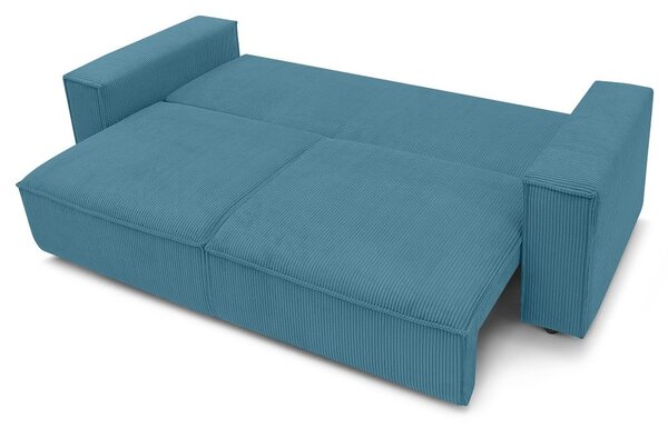 Turkusowa sztruksowa rozkładana sofa 245 cm Nihad – Bobochic Paris