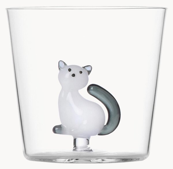 Ręcznie wykonana szklanka ze szkła borokrzemowego Tabby Cat