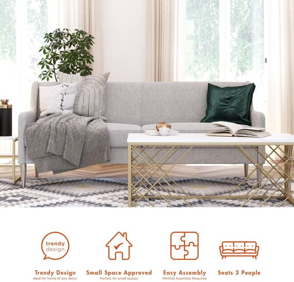 Szara sofa 190 cm Virginia – CosmoLiving by Cosmopolitan