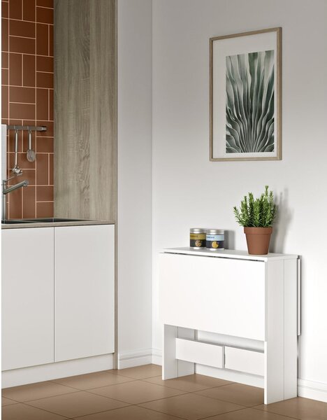 Rozkładany stół z białym blatem 76x28 cm Papillon – TemaHome