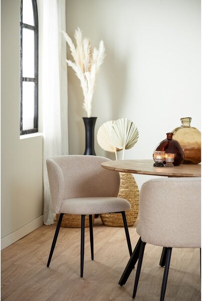 Beżowy tapicerowany fotel jadalniany Elyna – Light & Living