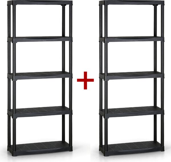 Regał plastikowy TEMPO 1+1 GRATIS, 1740x700x300 mm, 5 półek