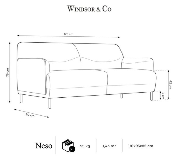Jasnoszara sofa Windsor & Co Sofas Neso, 175 cm