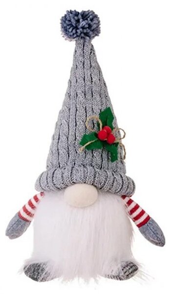 Świecący krasnal bożonarodzeniowy FROSTIE na baterie 28 cm, szary