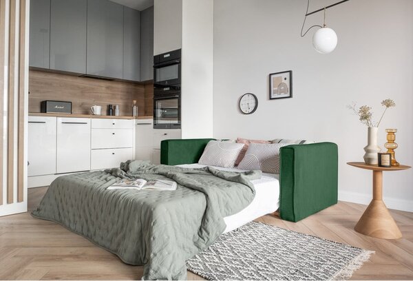 Ciemnozielona rozkładana sofa 168 cm Lucky Lucy – Miuform