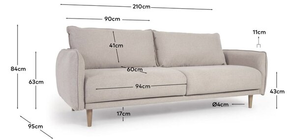 Beżowa sofa 210 cm Carlota − Kave Home
