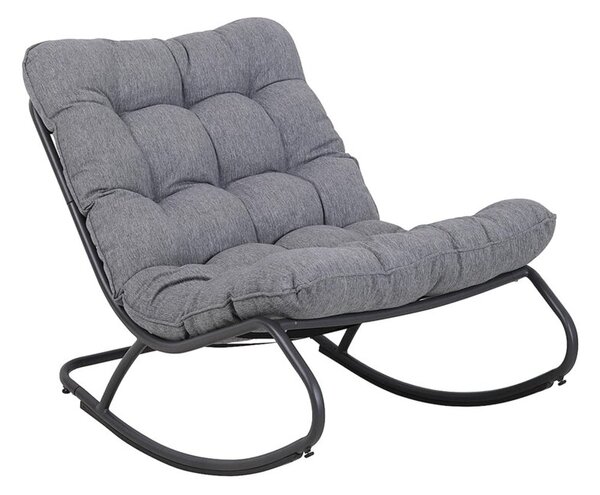 Fotel Bujany VIBE Ogrodowy z Poduszką Stalowy Czarny Szary 115 Cm