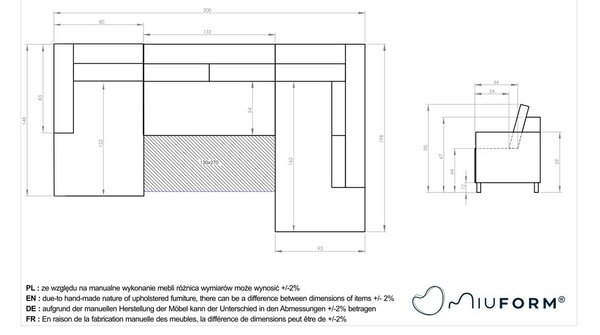 Turkusowa aksamitna rozkładana sofa w kształcie litery "U" Miuform Stylish Stan, prawostronna