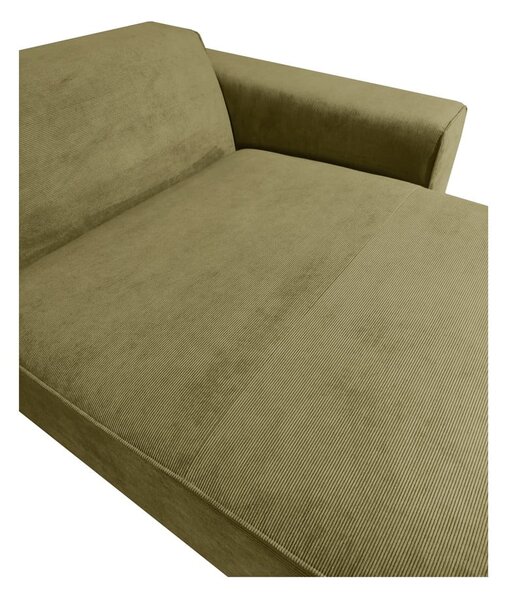 Zielona sztruksowa sofa modułowa w kształcie litery "U" Scandic Sting, lewostronna