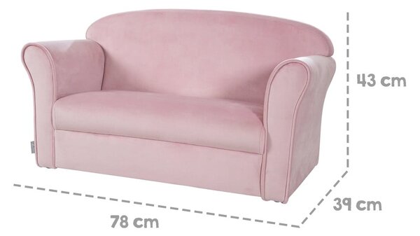 Jasnoróżowa aksamitna sofa dla dzieci 78 cm Lil Sofa – Roba