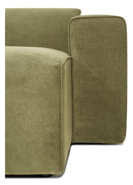 Zielona sztruksowa sofa modułowa w kształcie litery "U" Scandic Sting, prawostronna