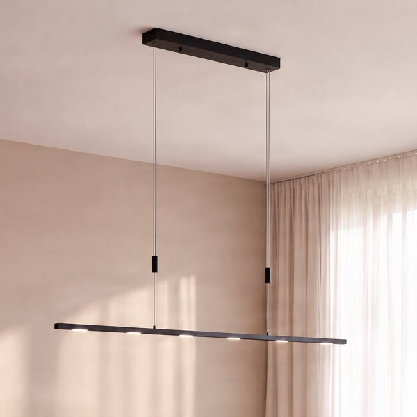 Lampa Wisząca Lucande, Stakato, ściemnialny, czarny, salon, metal, nowoczesny