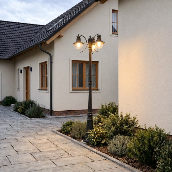 Zewnętrzna Lampa Lindby, EDDIE, ściemnialny, brąz rdzawy, metal, dworkowy | rustykalny