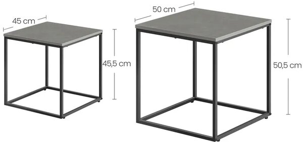 Komplet 2 Betonowych Stolików Kawowych 2W1 D4-E00