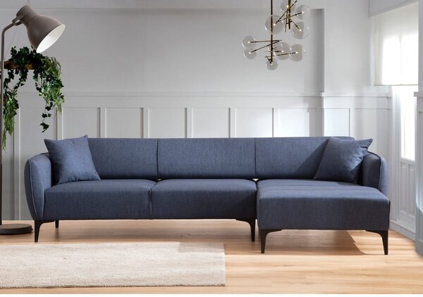 Niebieska sofa narożna Belissimo, prawy narożnik – Balcab Home