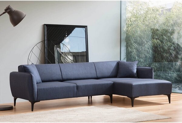 Niebieska sofa narożna Belissimo, prawy narożnik – Balcab Home