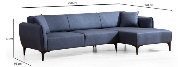 Niebieska sofa narożna Belissimo, prawy narożnik – Balcab Home