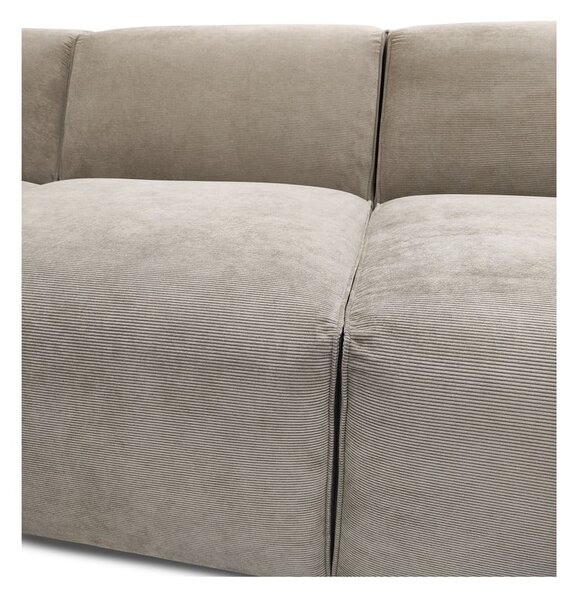 Beżowa sztruksowa sofa modułowa w kształcie litery "U" Scandic Sting, prawostronna