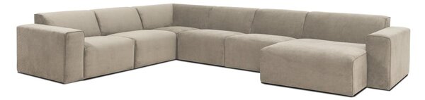 Beżowa sztruksowa sofa modułowa w kształcie litery "U" Scandic Sting, prawostronna
