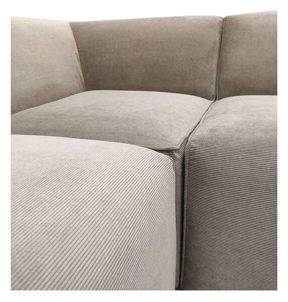 Beżowa sztruksowa sofa modułowa w kształcie litery "U" Scandic Sting, prawostronna