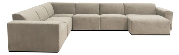 Beżowa sztruksowa sofa modułowa w kształcie litery "U" Scandic Sting, prawostronna