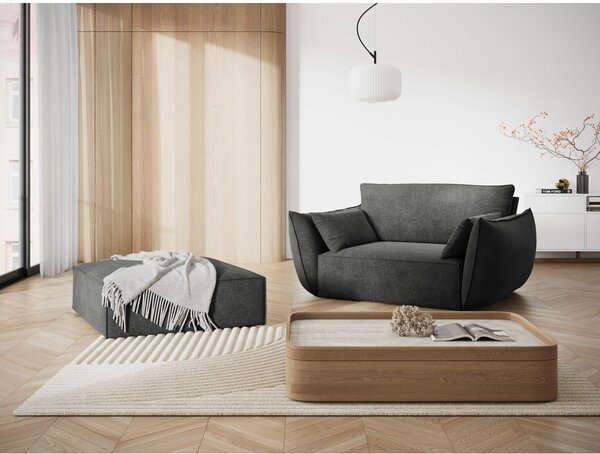 Szary podnóżek z tkaniny szenilowej Vanda – Mazzini Sofas