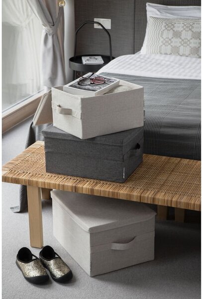 Beżowy tekstylny pojemnik z pokrywką 35x26x19 cm Soft Storage – Bigso