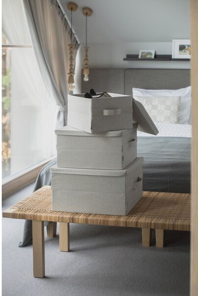 Beżowy tekstylny pojemnik z pokrywką 35x26x19 cm Soft Storage – Bigso