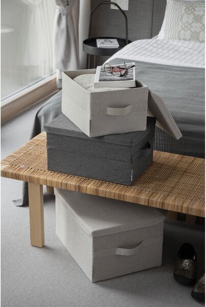 Beżowy tekstylny pojemnik z pokrywką 35x26x19 cm Soft Storage – Bigso