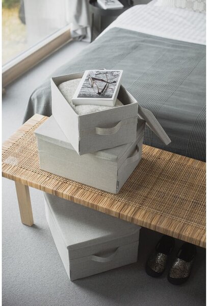 Beżowy tekstylny pojemnik z pokrywką 35x26x19 cm Soft Storage – Bigso