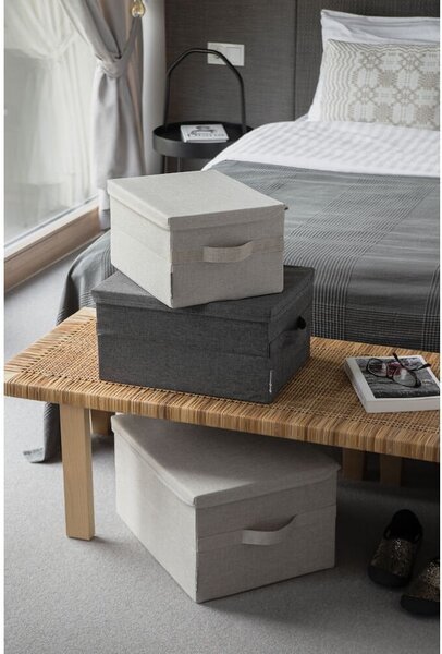 Beżowy tekstylny pojemnik z pokrywką 35x26x19 cm Soft Storage – Bigso