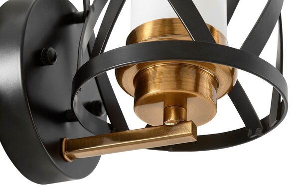 LAMPA ŚCIENNA KINKIET CZARNO-MOSIĘŻNY ASTILA W1