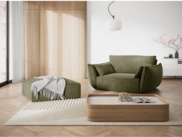 Zielony podnóżek z tkaniny szenilowej Vanda – Mazzini Sofas