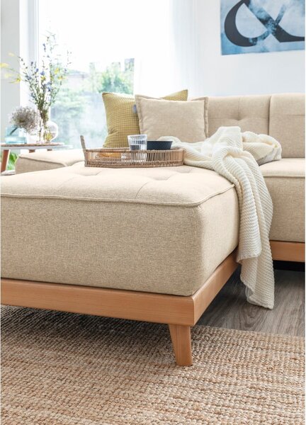 Beżowa rozkładana sofa w kształcie litery "U" Miuform Dazzling Daisy, prawostronna